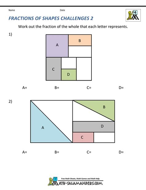fraction shape worksheets