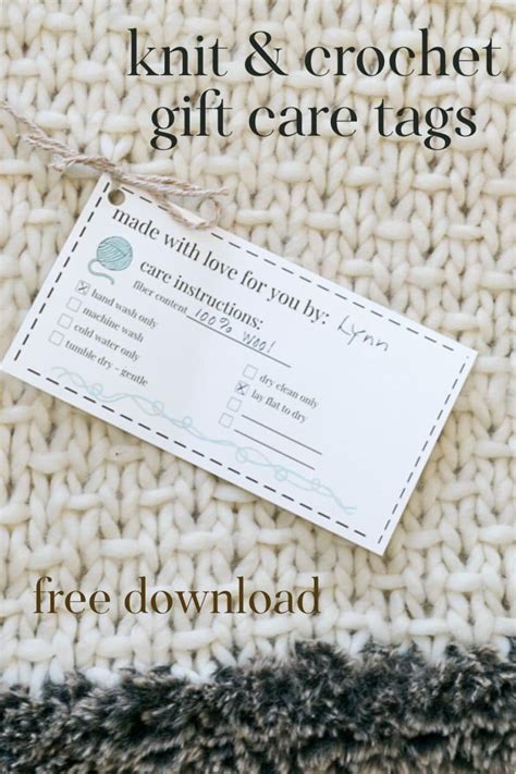 knit care tags  printable nourish  nestle