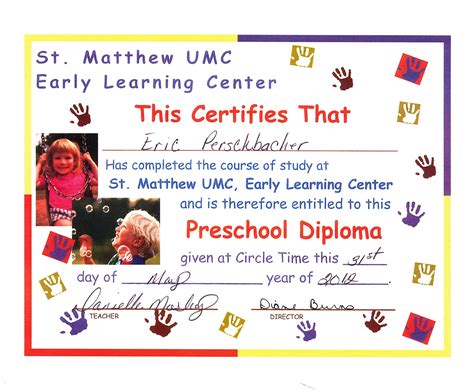 preschool diploma  perschbachers