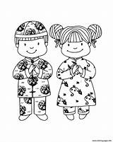 Coloring Year Boy Girl Chinese Traditional Pages Printable sketch template