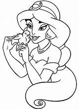 Jasmine Aladdin Coloring Pages Kids Easy Disney sketch template
