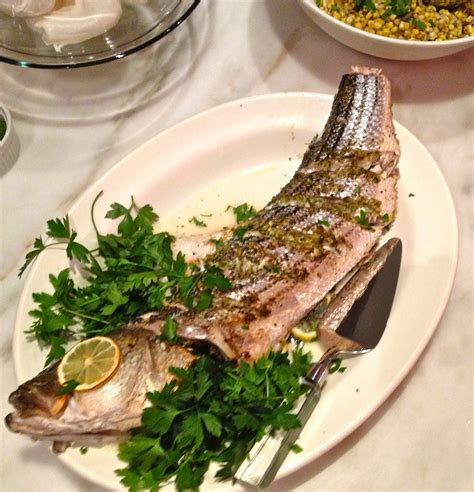 Whole Roasted Striped Bass With Lemon And Mint Chimichurri An