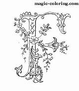 Coloring Monogram Decorated Letter Flower Magic sketch template