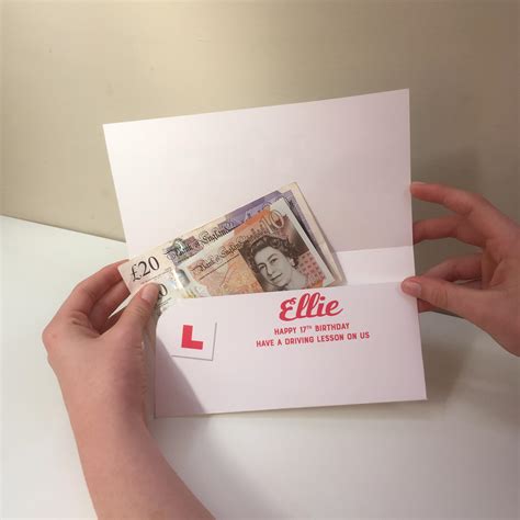 personalised  birthday driving lessons money wallet gift card