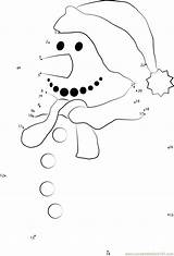 Christmas Dots Connect Coloring Pages Dot Snowman Kids Printable Printables Worksheet Popular sketch template