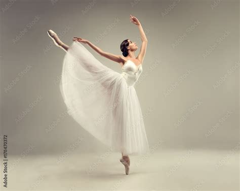 Ballerina Young Graceful Woman Ballet Dancer Dressed In Professional