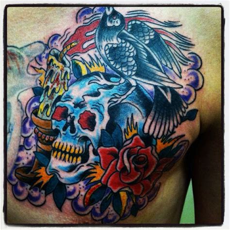 part  chest piece traditional tattoo chest piece tattoos