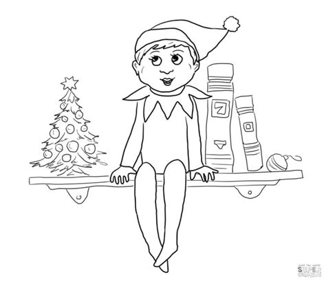 elf   shelf coloring pages  print baby elf sitting