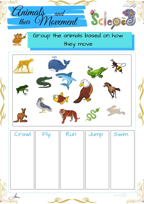grade  science worksheet  animals move