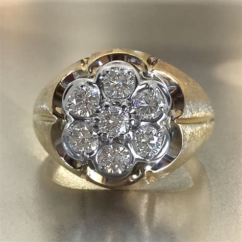 mens estate gypsy style diamond cluster ring ctw