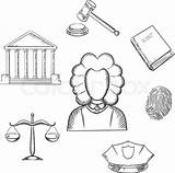 Drawing Law Sketch Justice Lawyer Judge Court Scales Gavel Hammer Vector Coloring Drawings Courtroom Icons Book Clip Courthouse Mallet Profession sketch template