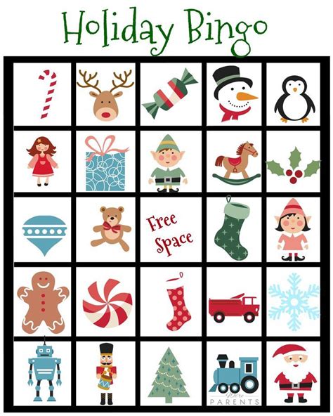 holiday bingo card printable  kids  parents holiday bingo