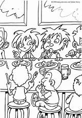 Lunch Coloring Pages Hellokids Time Print Color Cantine School sketch template