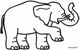 Elefante Elefantes Pata Decolorear Pers Levantando Trompa Niños Negro Arriba Hindues Infantil sketch template