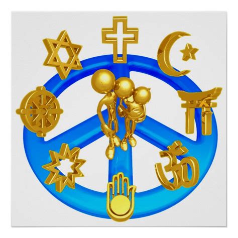 peace symbol uniting all world religions poster zazzle