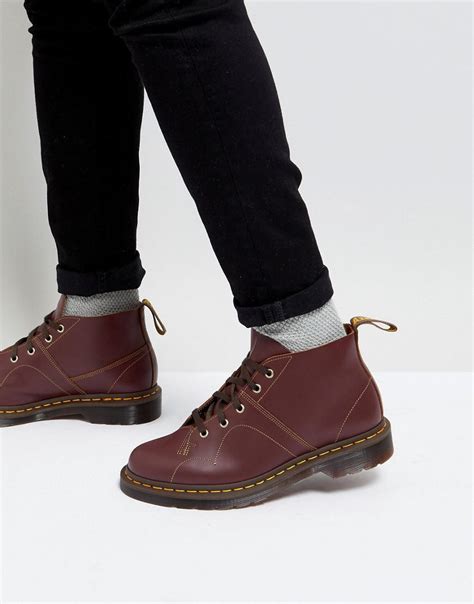 dr martens church monkey lace  boots  oxblood  red  men lyst