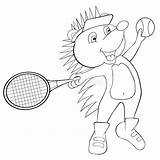 Tennis Gioca Istrice Spielt Libro Hedgehog Plays Stile Fumetto sketch template