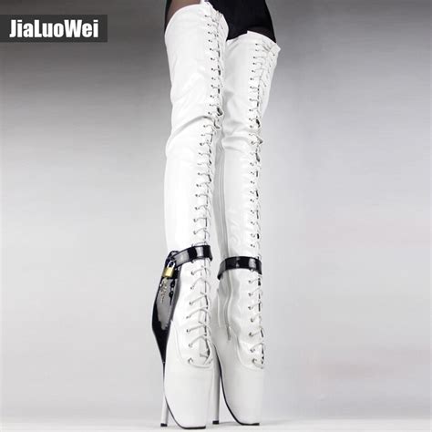 jialuowei 18cm 7 inch high heel over the knee ballet heels black thigh