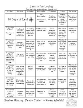 lenten calendar  kids  shannon kearney teachers pay teachers