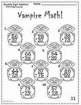 Halloween Math Addition Double Digit Regrouping Touch Vampire Worksheets Theme Teacherspayteachers sketch template