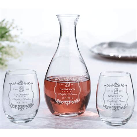 vineyard decanter and stemless wine glass set