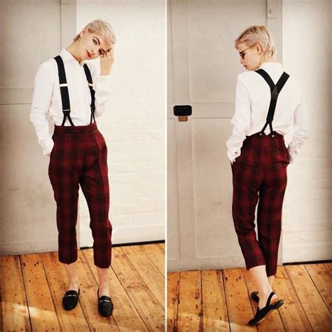 Plaid Pants With Braces By Threadgold London Suspenders For Women