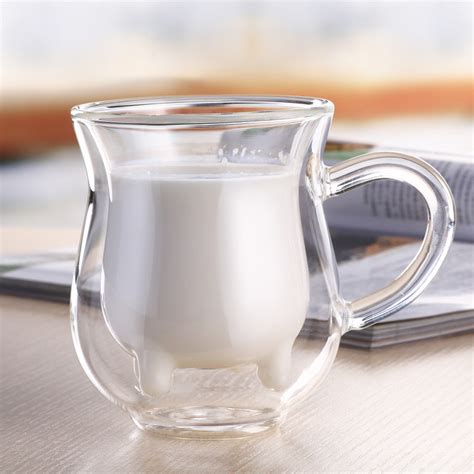 Cute Calf Double Wall Glass Cup Milk Cow Nipple Shape Not