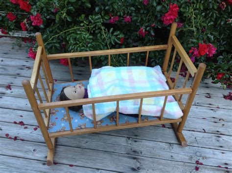 vintage doll cradle wood cass company baby doll rocking cradle
