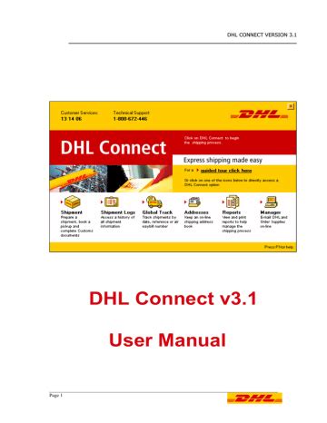 dhl connect  user manual manualzz