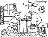 Coloring Curious George Opened Suprise Box Wecoloringpage sketch template