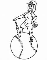 Baseball Coloring Pages Girl Printable Kids Softball Player Print Printables Printactivities Standing Popular sketch template