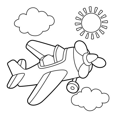 propeller plane coloring page  vector art  vecteezy