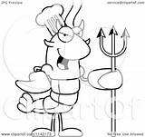 Devil Crawdad Mascot Lobster Chef Character Coloring Clipart Cartoon Cory Thoman Outlined Vector Regarding Notes sketch template