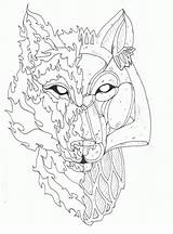 Fire Ice Wolf Drawing Revisit Getdrawings Deviantart sketch template