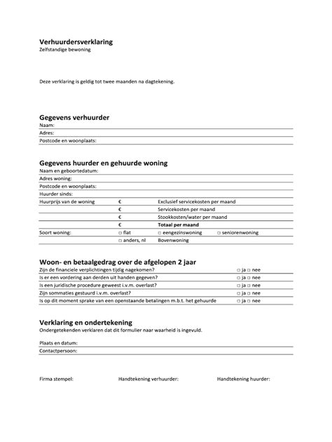 verhuurdersverklaring voorbeeld form fill   sign printable