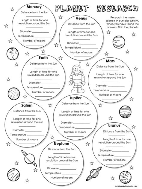 planet research worksheet natural satellite planets