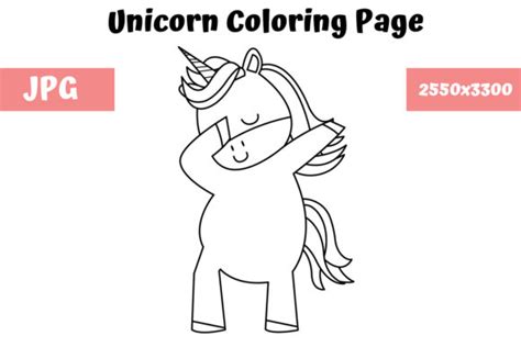 coloring page  kids dabbing unicorn graphic  mybeautifulfiles