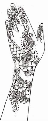 Henna Coloring Designs Hand Tattoo Pages Mehndi Stencils Arm Colouring Printable Indian Hands Beautiful Lace Flower хна sketch template
