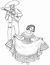 Coloring Pages Folklorico Mexican Mayo Fiesta Cinco Ballet Dancing Traditional Dance Mariachi Drawing Singing Color Kids Latoya Getcolorings Printable sketch template