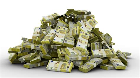 big pile  euro notes  lot  money  transparent background