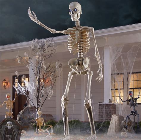 ft giant skeleton animated prop mad  horror