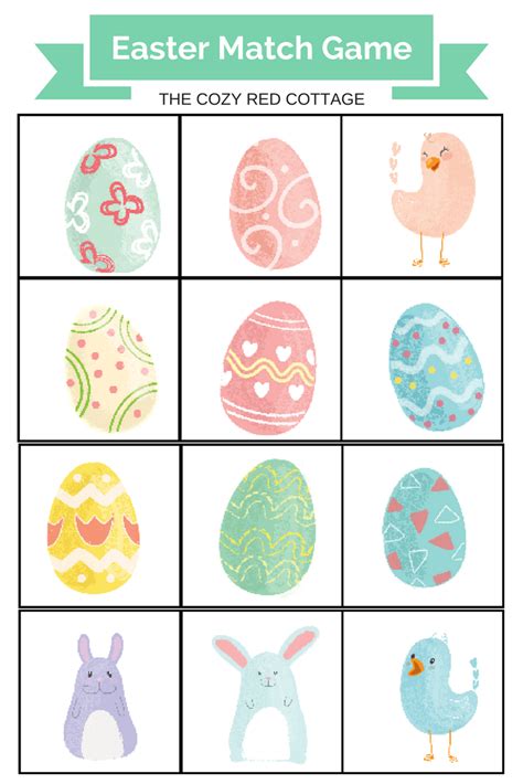 cozy red cottage  printable easter matching game