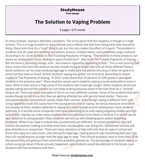 solution  vaping problem  essay