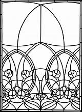 Coloring Glass Stained Pages Template Dover sketch template