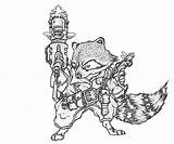 Rocket Raccoon sketch template