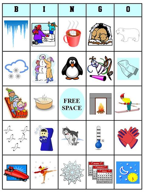 printable winter bingo  bingo cards    file