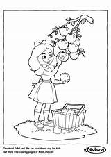 Picking Fruits Coloring Worksheets Girl Kids Pages Kidloland sketch template