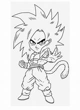 Goku Chibi Saiyan Xeno Pintar Fuerte Iweky sketch template