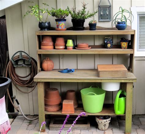 late   garden party  potting bench