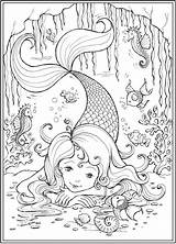 Sirena Mandalas Dover Pintar Sirenas Pasta Doverpublications T1p sketch template